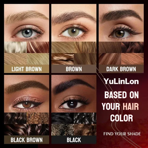 Miniatura 3 de YuLinLon Bolígrafo para cejas de doble cabeza, trazos ultraprecisos similares al cabello, maquillaje impermeable de larga duración, disponible en 5