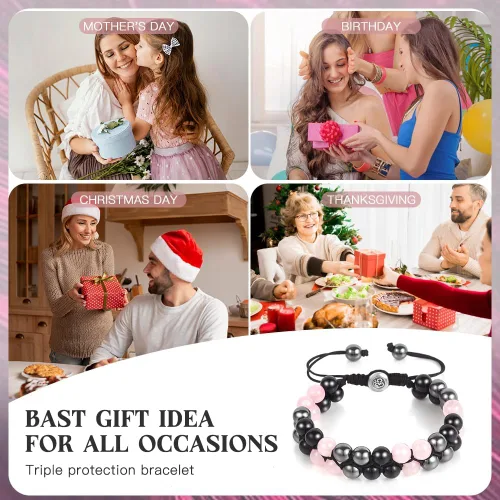 Miniatura 36 de Triple Protection Bracelet - for Protect & Balance - Energy Crystal Handmade Bracelets for Men Women