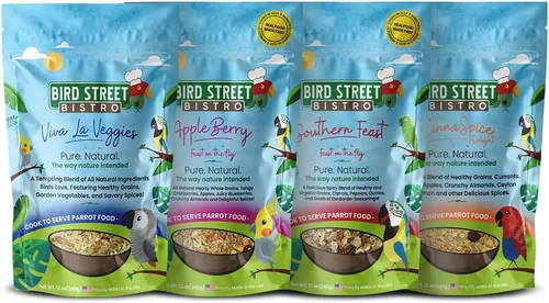 Bird Street Bistro Comida para loros - Comida para periquitos y cacatúas, cocina en 3-15 minutos con granos naturales y saludables, legumbres,