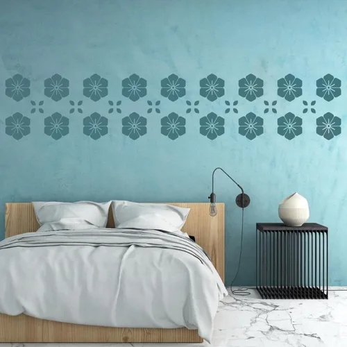Miniatura 5 de 2 plantillas de azulejos con patrón de flores de 12 x 12 pulgadas, plantilla de pintura reutilizable para paredes y pisos, plantillas grandes