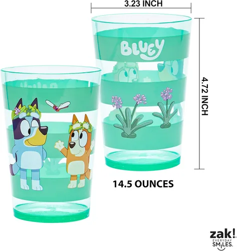 Miniatura 4 de Zak Designs - Juego de vasos de anidación Bluey incluye vasos de plástico duraderos con variedad de ilustraciones, divertidos vasos perfectos