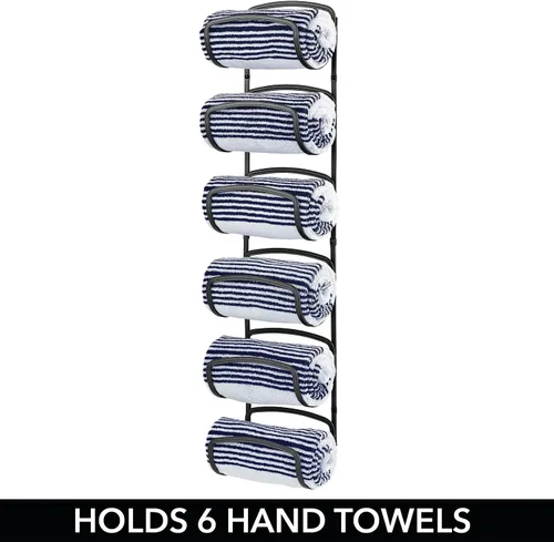 Miniatura 6 de mDesign Toallero moderno y decorativo de seis niveles para baño, soporte y organizador, para montar en la pared, para almacenamiento de toallas