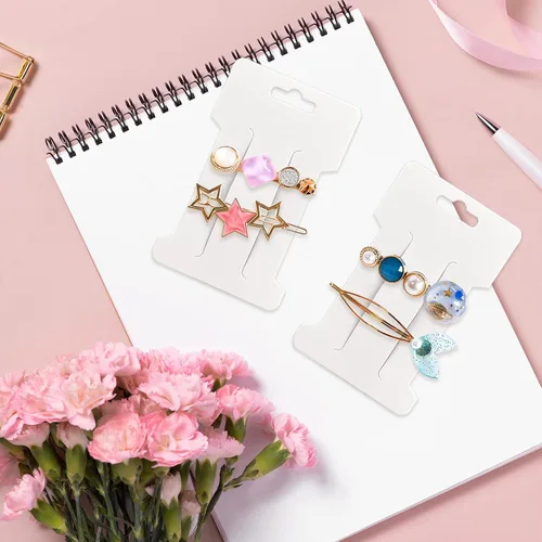 Miniatura 4 de 200 tarjetas de exhibición de pinzas para el cabello, pasadores para el cabello, soporte de exhibición de joyas, cartón de papel rectangular