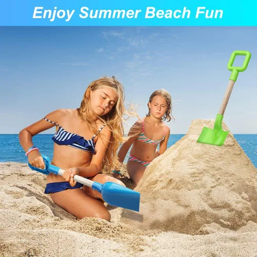 Miniatura 6 de Juego de palas de playa jumbo para niños, mango de madera de 16 pulgadas de largo, pala de arena de plástico ABS, regalo de plantación de verano e