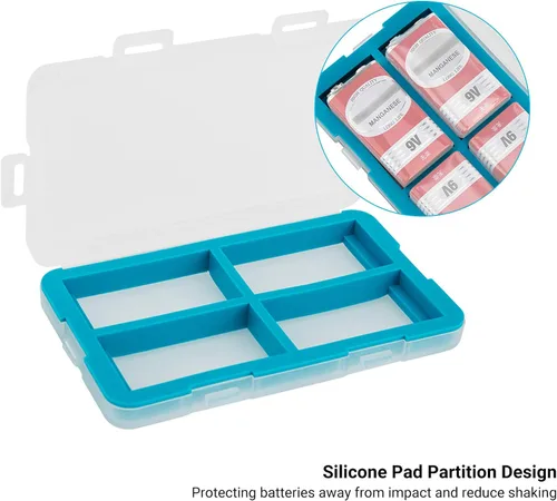 Miniatura 4 de JJC Estuche para Baterías de 9V para 4x 9V, Resistente al Agua y a Prueba de Golpes, Organizador de Almacenamiento de Baterías de 9V Estuche
