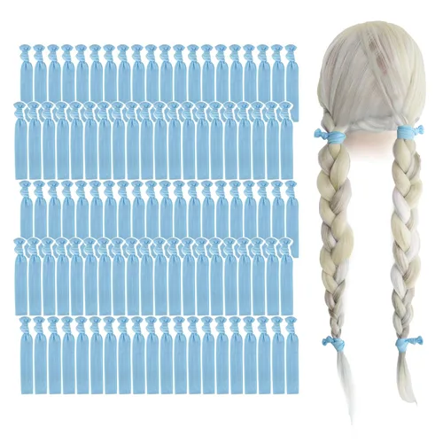 Miniatura 34 de MEEDEE Paquete de 100 lazos para el cabello, color negro, sin pliegues, nudos suaves para mujeres, sin daño, adecuado para colas de caballo, yoga