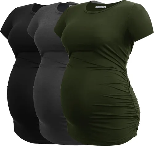 Miniatura 58 de Smallshow - Camiseta de maternidad para mujer, diseño de lados fruncidos, tipo túnica, prendas para el embarazo