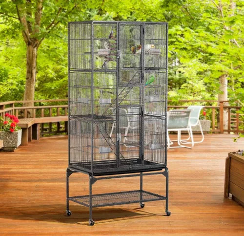Miniatura 2 de Yaheetech Jaula para Pájaros Extra Grande de 69 Pulgadas, Jaula de Metal para Loros de Tamaño Mediano, Cacatúas, Cotorras, Periquitos, Tortolitos