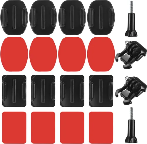 Juego de 18 soportes adhesivos para casco, compatible con GoPro Hero 10/9/8/7, Fusion, 6/5/4, sesión, cámara de acción