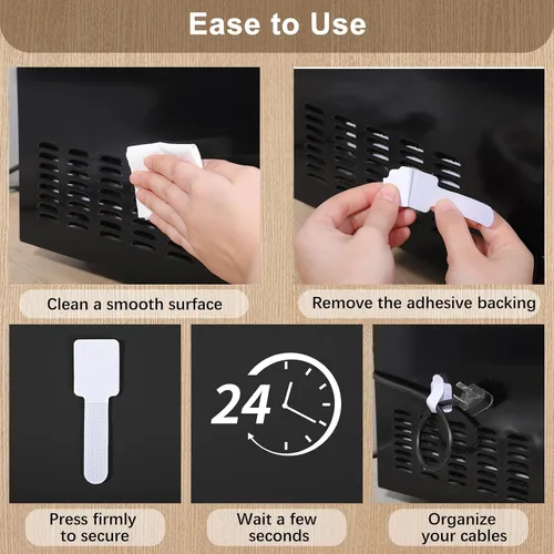 Miniatura 4 de 100 bridas de para cables, correas autoadhesivas para organizar cables de escritorio, organizador de cables ajustable para escritorio, hogar, Blanco