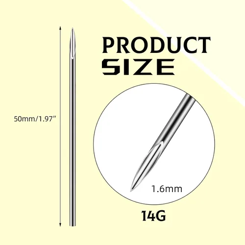 Miniatura 2 de ATOMUS - Agujas para piercings corporales, calibres 14G / 16G, acero inoxidable estéril desechable, adecuadas para piercing de oreja, nariz
