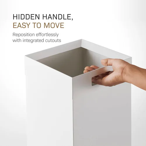 Miniatura 6 de YAMAZAKI Home - Cubo de basura delgado y alto, moderno, cuadrado, de acero con asa, papelera de metal blanco para cocina, baño u oficina, 7.25