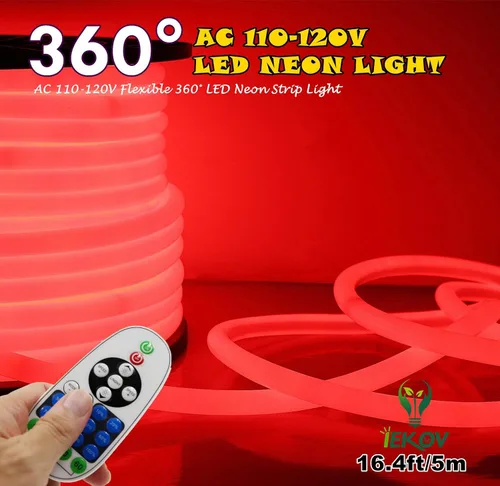 Miniatura 24 de [Actualización] Luz LED de neón de 360°, IEKOV™ CA 110-120 V, tira de luces LED de neón flexible de 360 grados, regulables e impermeables de neón +
