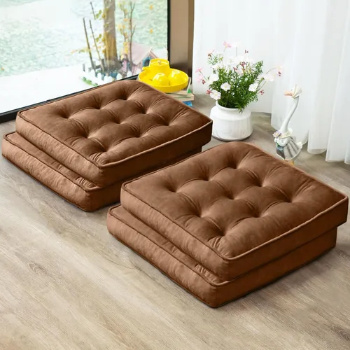 Miniatura 20 de 1 MIDDLE ONE Juego de 2 cojines de piso, cojín de meditación de espuma con memoria, cojines de piso para adultos sentados, cojines de asiento Azul