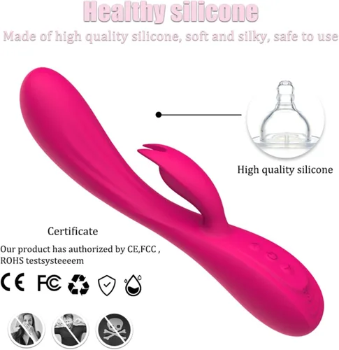 Miniatura 2 de Vibrador Conejo Vibrador Punto G Consolador para Mujeres Clítoris Doble Vibración Pezón para Adultos Juguetes Sexuales