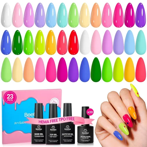 Miniatura 17 de Juego de esmalte de uñas de gel Beetles Cat Eye - 24 piezas, 20 colores de esmalte de uñas de gel con brillantina, cambia de color oscuro, kit