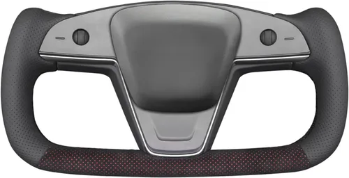 Miniatura 34 de MEWANT Funda para Volante de Coche de Fibra de Carbono Mate y Ante Cosida a Mano para Tesla Yoke Modelo S Plaid 2021-2023 / Modelo X 2021-2023