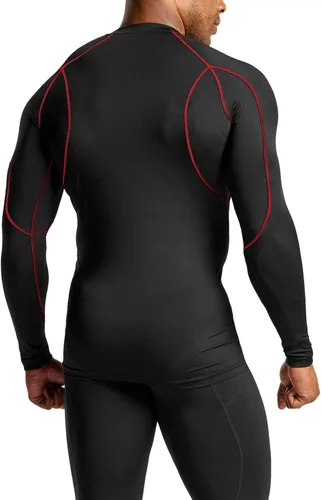 Miniatura 3 de TSLA - Paquete de 1 o 3 camisas de compresión de manga larga FPU 50+ para hombre, camisa de entrenamiento atlético, protector de erupción