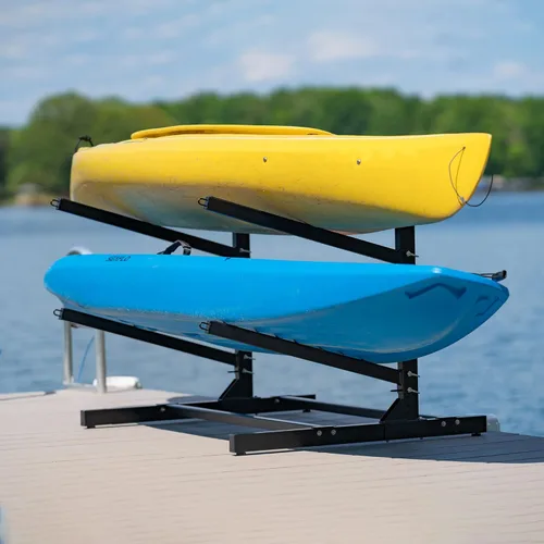 Teal Triangle Estante de almacenamiento de kayak independiente - 2 soportes para kayak y canoa - Kayak interior y exterior - Tabla de surf ajustable