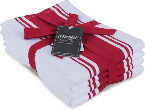 Miniatura 24 de AMOUR INFINI Toallas de cocina 100% algodón, paquete de 4, altamente absorbentes, de secado rápido, toallas de cocina a rayas de primera calidad