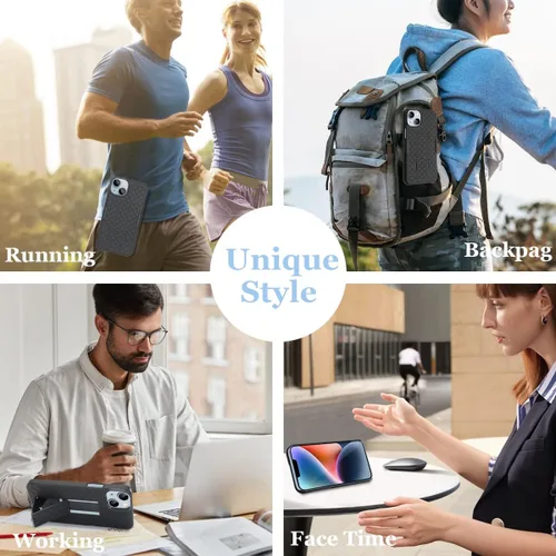 Miniatura 6 de Fingic Compatible con iPhone 14, iPhone 13 Funda con clip para cinturón, carcasa delgada combinada con soporte giratorio para cinturón, funda