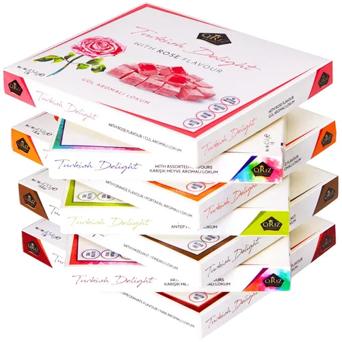 Miniatura 9 de Cerez Pazari - Delicia turca con sabores de rosa, naranja y limón, mezcla de 14 oz. Caja de regalo con snacks gourmet tamaño mediano. Sin nueces.