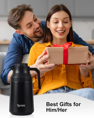 Miniatura 7 de 2 jarras térmicas de café de acero inoxidable aisladas para líquidos calientes, al vacío, jarra térmica, dispensador de jarra para mantener la leche