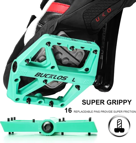 Miniatura 3 de BUCKLOS Pedales de Bicicleta de Montaña MTB Pedales Planos, Bicicleta de Carretera para Adultos Plataforma Grande Pedal Antideslizante de Nylon