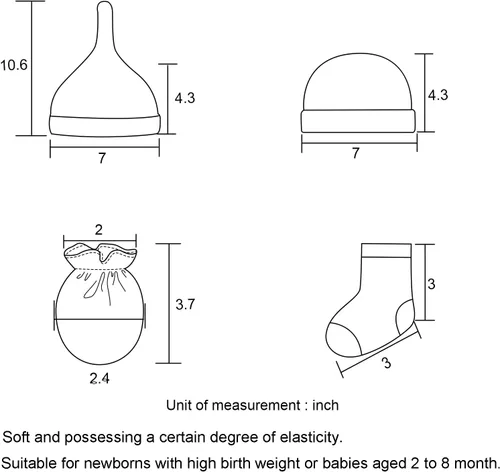 Miniatura 2 de Conjunto de gorros y calcetines para bebé recién nacido, gorro de algodón para niños y niñas de 0 a 6 meses