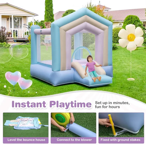 Miniatura 4 de BOUNTECH Casa inflable de rebote, casa inflable de algodón de ensueño para niños de 5 a 12 años, para interiores y exteriores, familia con soplador