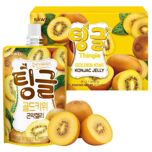 Rawel Thingle Delicious Konjac Jelly - 1 caja (2.82 oz x 10 paquetes) / 6 calorías por bolsa, sin azúcar, baja en calorías, gelatina de sabor a