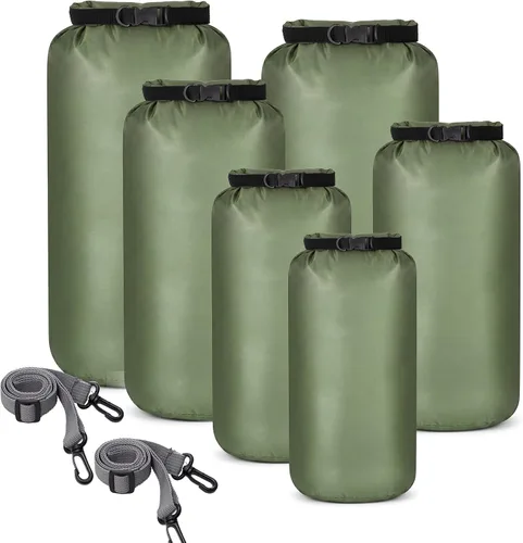 Shappy Juego de 6 bolsas secas impermeables, ligeras, herméticas, con sacos de 20 L, 15 L, 10 L, 8 L, 5 L, 3 L y correa de hombro larga ajustable