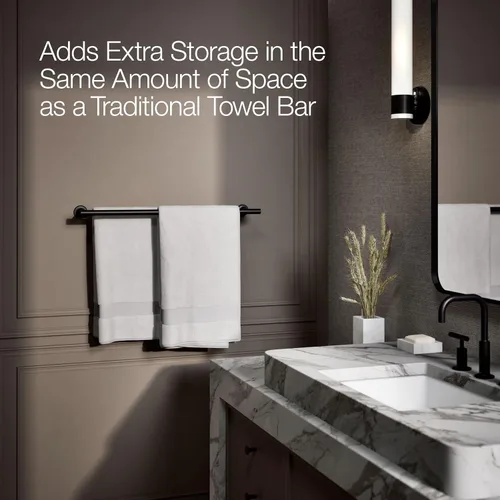 Miniatura 3 de Kohler 14375-BL Purist® - Toallero doble de 24 pulgadas, negro mate