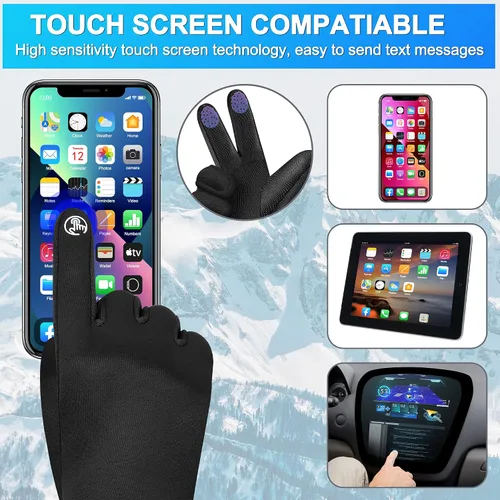 Miniatura 3 de Guantes cálidos de invierno para hombres y mujeres, guantes de pantalla táctil, para clima frío, resistentes al viento, guantes térmicos de nieve