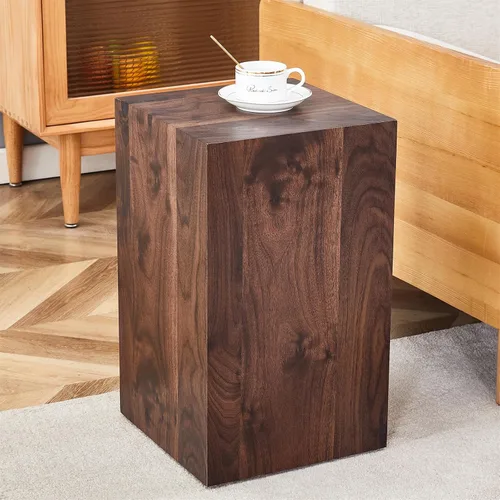 Miniatura 28 de Mesa de café rústica marrón para sala de estar, mesas centrales rectangulares modernas, elegante mesa de cóctel de madera para oficina en casa