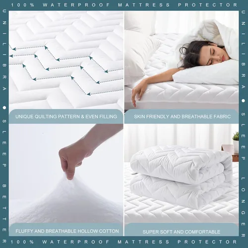 Miniatura 4 de Protector de Colchón Impermeable Tamaño Twin Acolchado, Transpirable con Relleno Ultra-Suave Almohadilla de Colchón, Funda de Colchón Ajustada