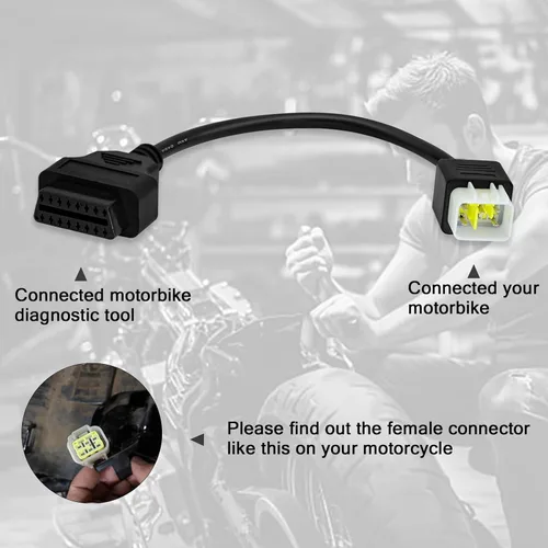 Miniatura 4 de Adaptador OBD2 apto para Delphi 6pin para Benelli cable de diagnóstico de motocicleta de 6 pines a 16 pines, conector de 6 pines compatible
