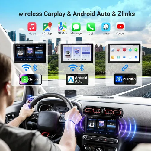 Miniatura 2 de Haudio Pantalla Carplay HD de 10.1 pulgadas para coche con pantalla táctil de 720P, estéreo de coche de doble DIN, procesador de 8 núcleos, cámara