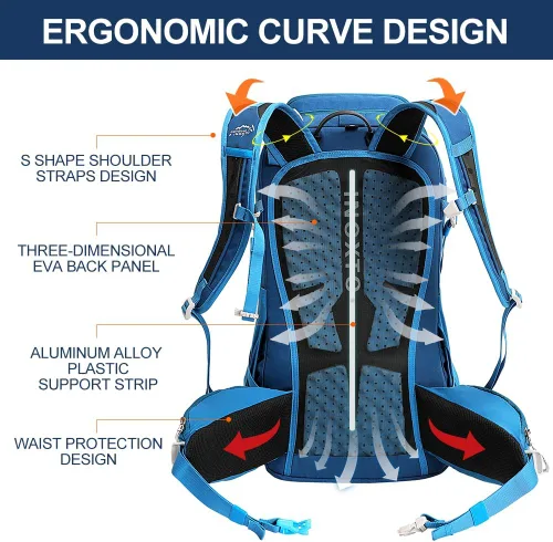 Miniatura 3 de INOXTO - Mochila de senderismo de 35 litros con vejiga de 3 litros, mochila de campamento con cubierta impermeable para lluvia para hombres, mochila