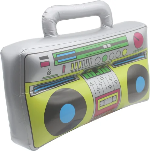 Juguete inflable de 16 pulgadas para fiesta de radio Boombox, 16 pulgadas, grande, inflable, retro, 80s y 90, caja de bocina, decoración de globo