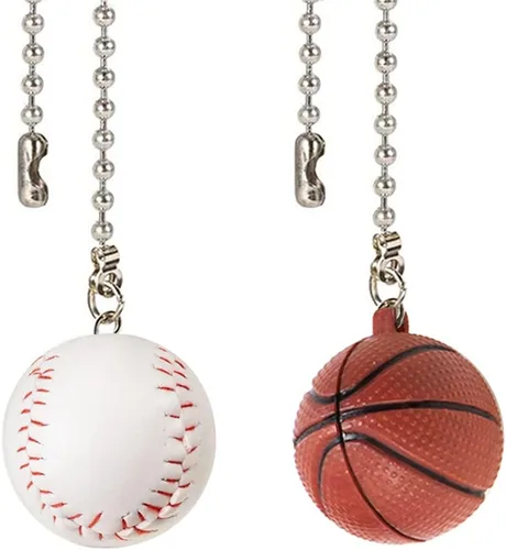 Miniatura 6 de Tiradores de cadena para ventilador de techo, extensión decorativa de 12 pulgadas, adornos extensores de fútbol y baloncesto, juego de tiradores