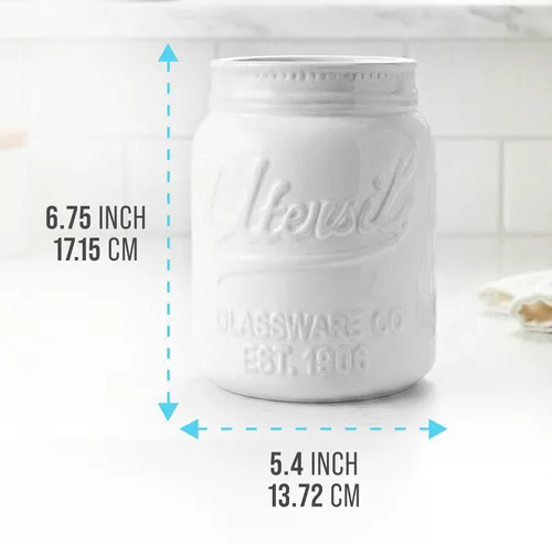 Miniatura 3 de Comfify Portautensilios de Tarro Mason de Boca Ancha Organizador Decorativo de Utensilios de Cocina Crock - Regalo Perfecto para Utensilios