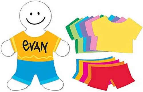Hygloss Productos Bright Camisetas y pantalones Formas-25 formas de personas blancas de 16 pulgadas y 25 camisetas y pantalones de colores, surtido