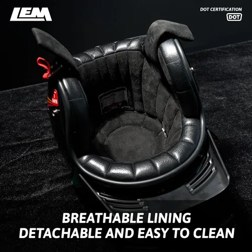 Miniatura 5 de LEM Medio casco de motocicleta, para hombres y mujeres, casco de motocicleta y scooter certificado DOT, estilo vintage para montar en crucero