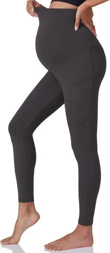 Miniatura 2 de POSHDIVAH Leggings de entrenamiento de maternidad para mujer, sobre el vientre, pantalones de yoga con bolsillos, pantalones de trabajo suaves