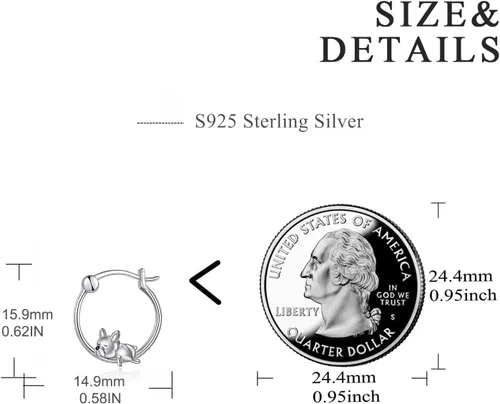 Miniatura 4 de VONALA Bonitos aretes de aro de plata de ley 925, regalos de cumpleaños para mujer