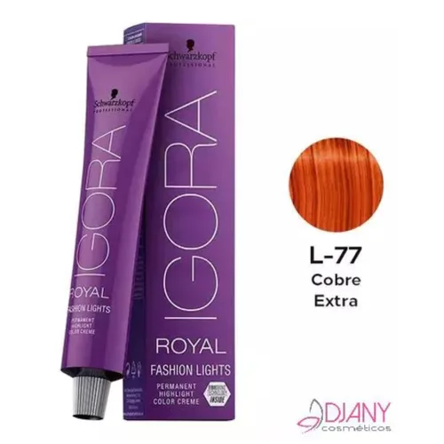 Miniatura 2 de Schwarzkopf Igora Royal Fashion Lights - Crema de coloración permanente con tecnología Fibrebond (L-77 Cobre Extra)