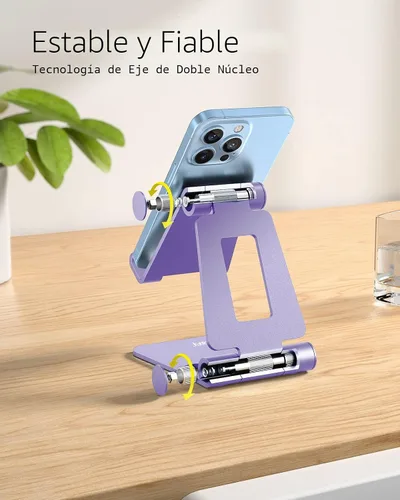 Miniatura 4 de Nulaxy Soporte plegable doble para teléfono celular, totalmente ajustable, plegable, soporte para teléfono de escritorio, base compatible con iPhone
