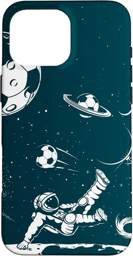 Miniatura 19 de Funda para iPhone 16 para teléfono de fútbol, amante del fútbol, jugador de fútbol espacial, funda de astronauta