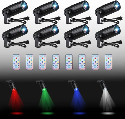 Miniatura 10 de Yescom 3W LED Reflector haz Pinspot etapa efecto de iluminación para DJ bola de espejos fiestas discotecas, 27LED001-RGB-11, 3.0watts